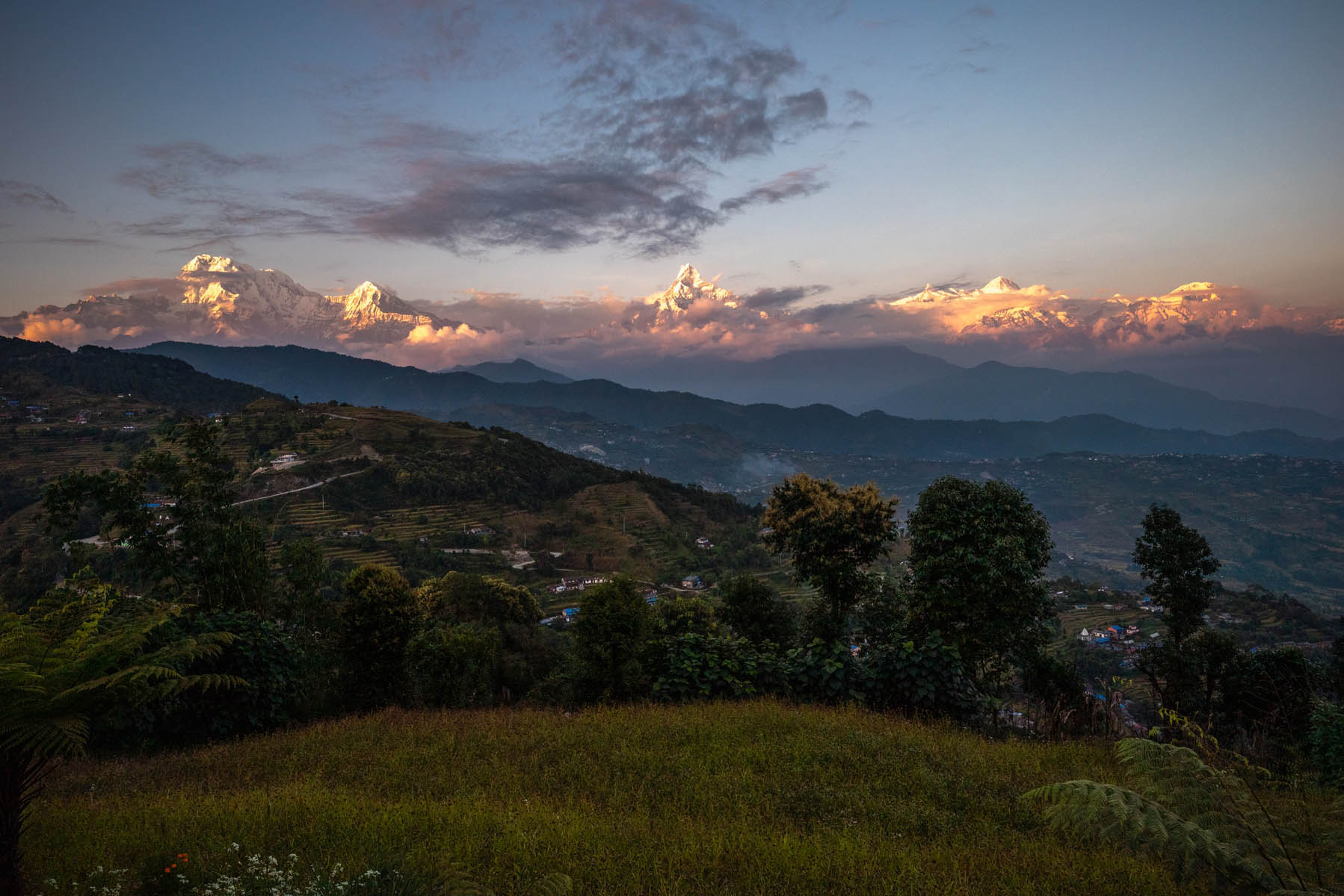 Annapurna Himal im Sonnenuntergang Nepal
