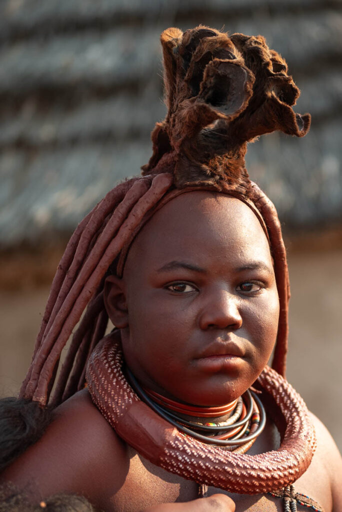Portrait Frau Himba Besucherdorf Outjo Namibia