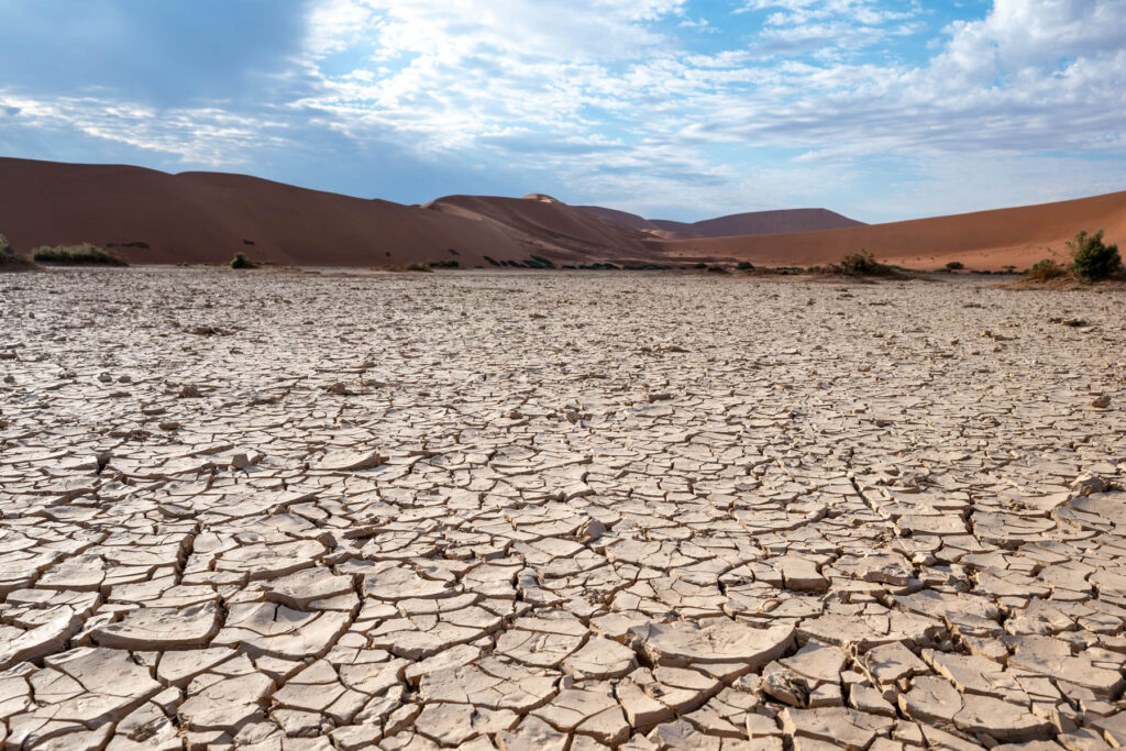 Trockener Wüstenboden im Namib-Naukluft-Nationalpark Namibia