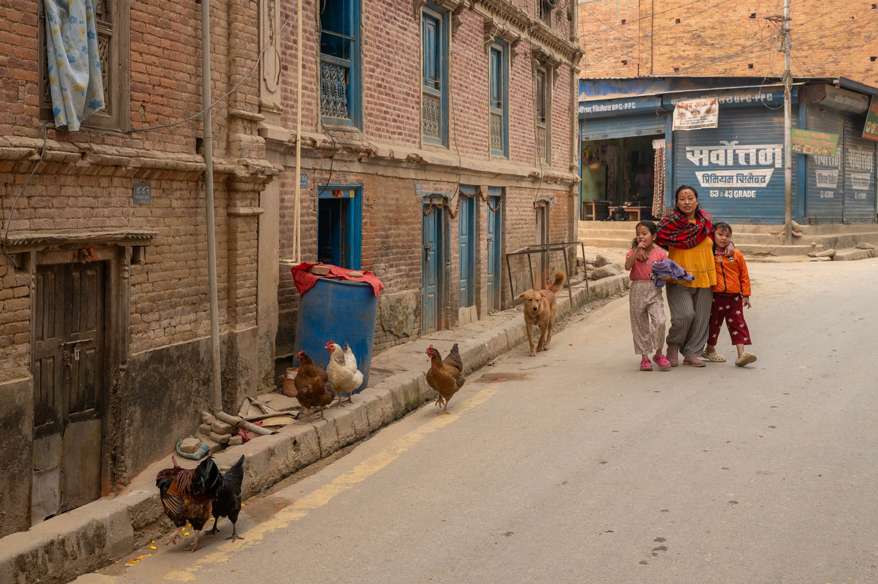 Straßenzene in Panauti Nepal
